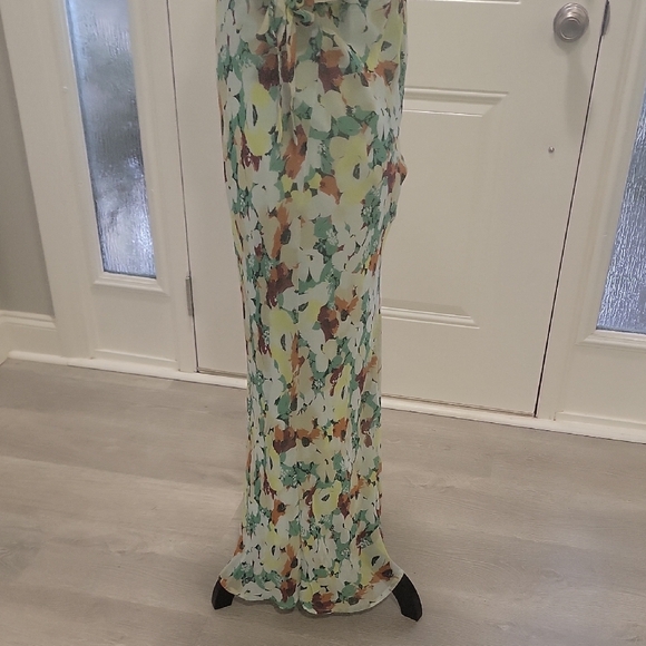 Anthropologie Green and Brown Floral Maxi Dress - Picture 5 of 13
